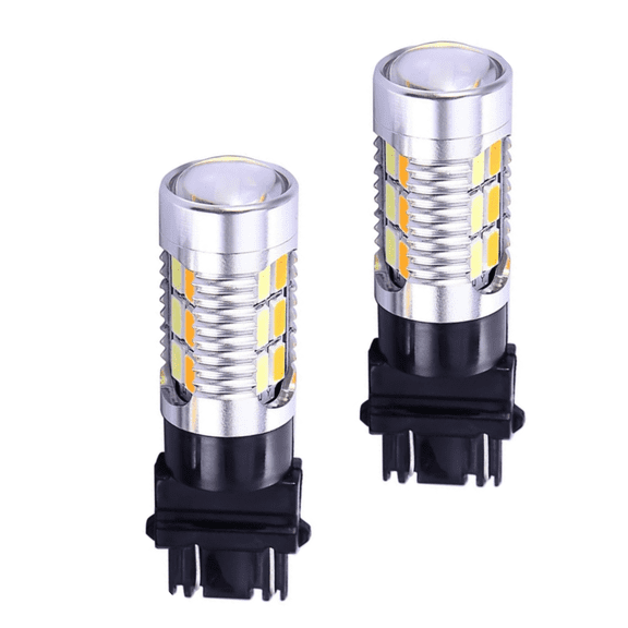 2 Pack 3157 3057 3357 4157 Switchback LED Turn Signal Bulbs, White Yellow Amber 22 SMD with Projector for Standard Socket, Not CK
