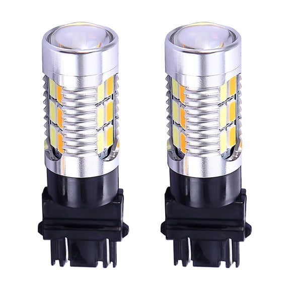 2-Pack 3157/3057/3357/4157 Switchback LED Turn Signal Light Bulbs, White/Yellow/Amber, 22-SMD Projector, Standard Socket (Not CK)