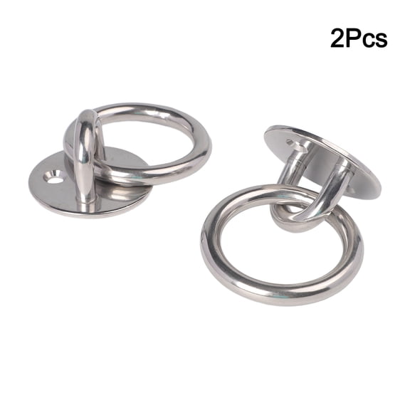 2 Pack 316 Stainless Steel Marine Tie Down Anchor Eye Plates with Ring for Boat Deck Rigging, 6mm Wire Diameter, for Kayak for Canoe Rafting Accessories, Sunshade Sail Rope Fixing Hardware, Silver