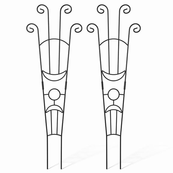2 pack 32.6 inch Metal Plant Trellis, Black Garden Support for Climbing Vine Flowers Potted Indoor Outdoor
