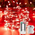 thumbnail image 1 of 2 Pack 32.8 Ft. Battery Operated Outdoor String Lights with Remote & Timer, LED Red Fairy Lights, Waterproof Twinkle Lights for Bedroom, Dorm, Mason Jar, Wedding, Party, Christmas, 1 of 14