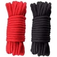 thumbnail image 1 of 2-Pack 32 Feet 10 Meters Natural Cotton Rope -Casewin Twisted Soft Cotton Knot Tying Rope Cord - Thick Strong Braided Ropes, 8mm Diameter, Multifunctional (1 Black 1 Red), 1 of 8