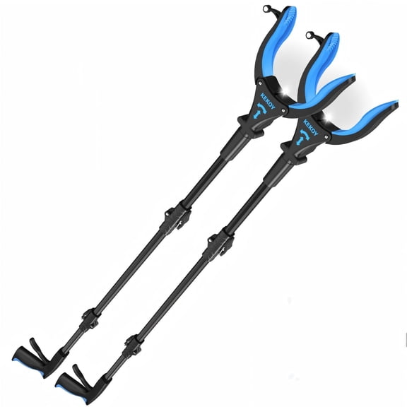2-Pack 32" Grabber Tool with Light & Magnetic Tip - Reacher for Elderly, Trash Pickup, Easy Access (Blue)