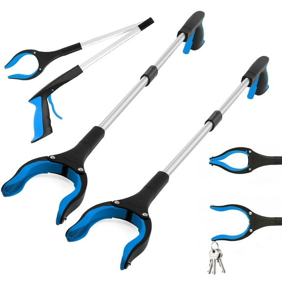 Geya Grabber Reacher Tool, 2-Pack 32 " Foldable Reaching Aid with Magnetic Tip, 90° Rotating Anti-Slip Jaw for Seniors