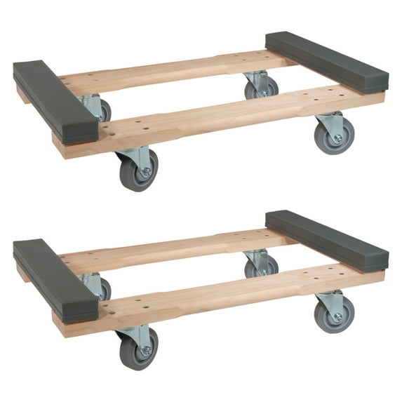 2 Pack 32"x18" Chicago Style 4 Wheel Dolly - 1000 lbs Capacity - Furniture Moving Cart Dolly for Transport & Carrier - Heavy Duty Caster Dolly Movers with Non Marking Wheels