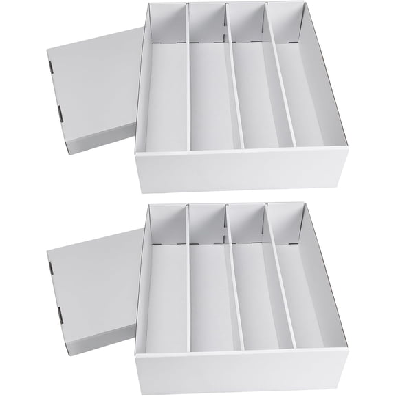 2-Pack 3200 Count Trading Card Storage Box, 4 Row Cardboard Boxes with Dividers for Sports, MTG, TCG, Toploader