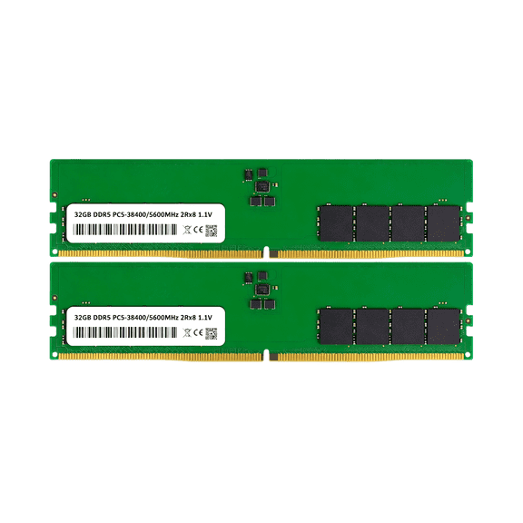 2-Pack 32GB DDR5 5600MHz PC5-38400 UDIMM Desktop RAM Memory Kit (64GB Total) for Professional Workstations, Immersive Gaming & Creative Content 2Rx8 1.1V Non-ECC Unbuffered
