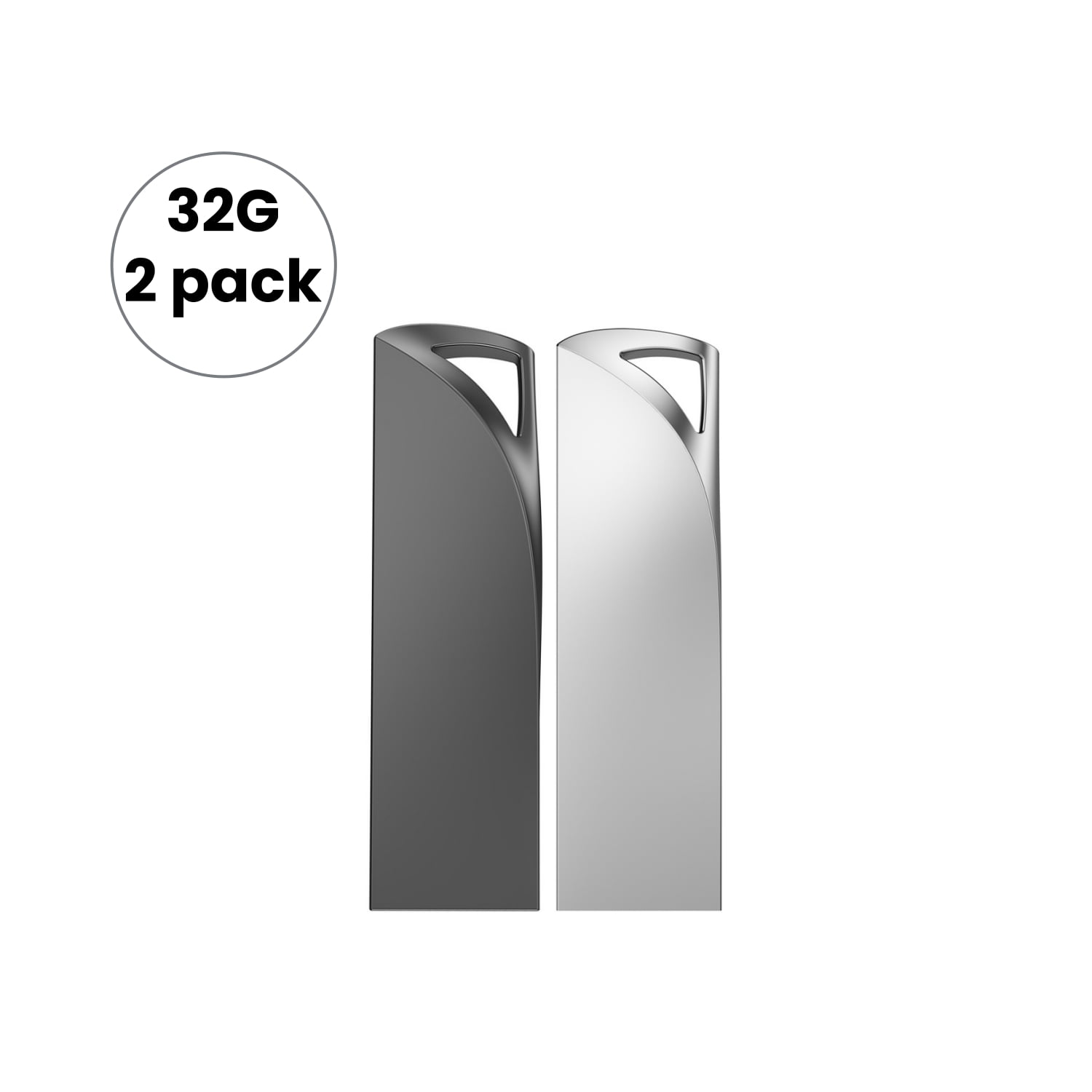 32GB USB 3.0 Flash Drive,RAOYI Flash Memory Stick Slim Thumb Drive Portable with Keychain Hole,Black & Silver 2 Pack