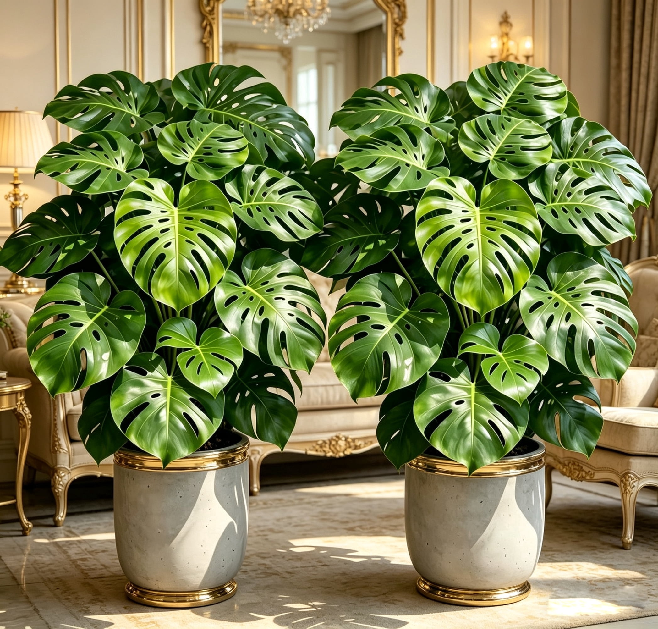24.01 Inch Artificial Monstera Tree 2 Pack - Faux Split Leaf Philodendron Fake Plant, UV Resistant, No Pot Included, for Home Office Living Room Indoor Outdoor Decor