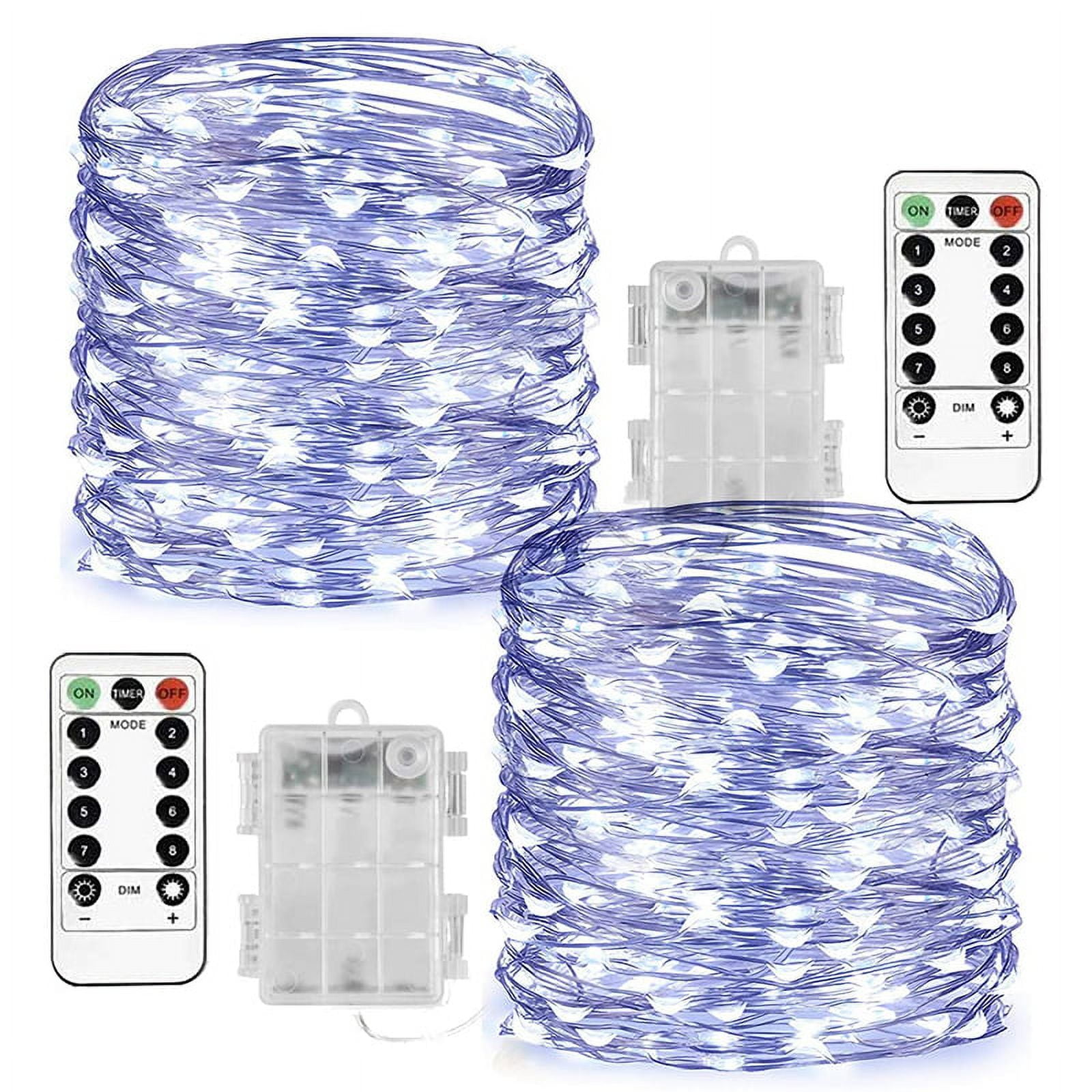2 Pack 33 Ft 100 LED Christmas Fairy Lights, String Lights with Remote ...