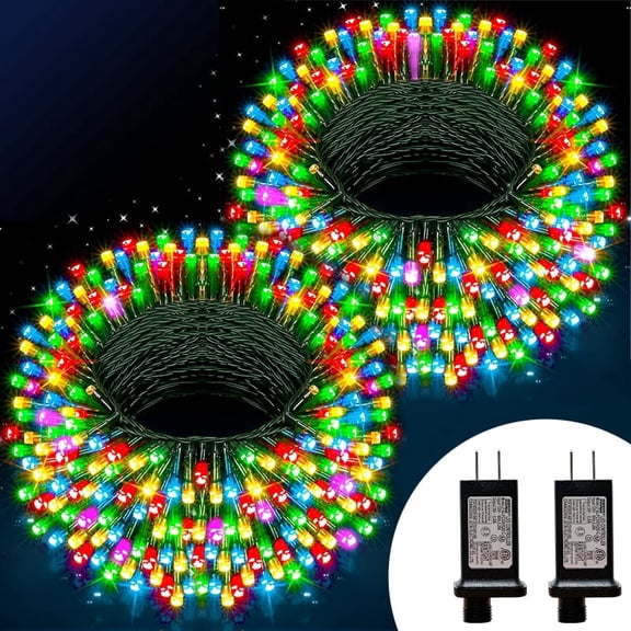 2 Pack 33ft Christmas Decorative Mini Lights, 100 LED Green Wire Fairy Starry String Lights Plug in, 11 Lighting Modes, for Easter, Xmas Tree Wedding Party Decoration (Soft Multicolor)