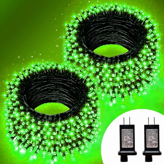 2 Pack 33ft Christmas Decorative Mini Lights, 100 LED Green Wire Fairy Starry String Lights Plug in, 11 Lighting Modes, for St. Patrick's Day, Xmas Tree, Wedding & Party Decoration (Green)