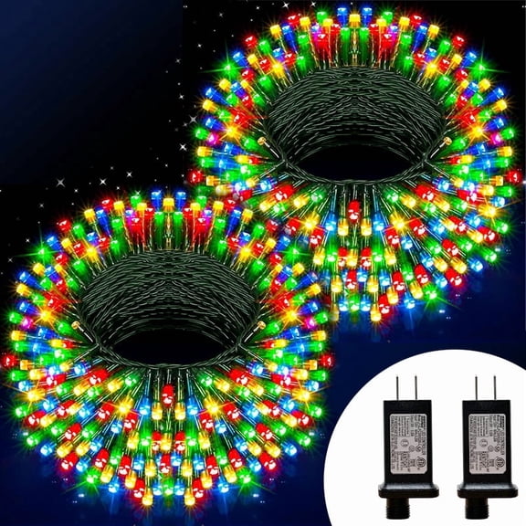 2 Pack 33ft Christmas Decorative Mini Lights, 100 LED Green Wire Fairy Starry String Lights Plug in, 11 Lighting Modes, for Xmas Tree Wedding Party Decoration (Multi-Color)