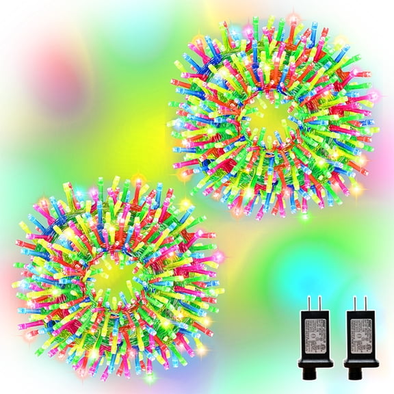 2 Pack 33ft Christmas Mini Lights, 100 LED Clear Wire Starry String Lights, Plug-in Fairy Lights with 11 Lighting Modes, Soft Multi-Color, for Easter, Christmas Tree, Wedding & Party Decoration