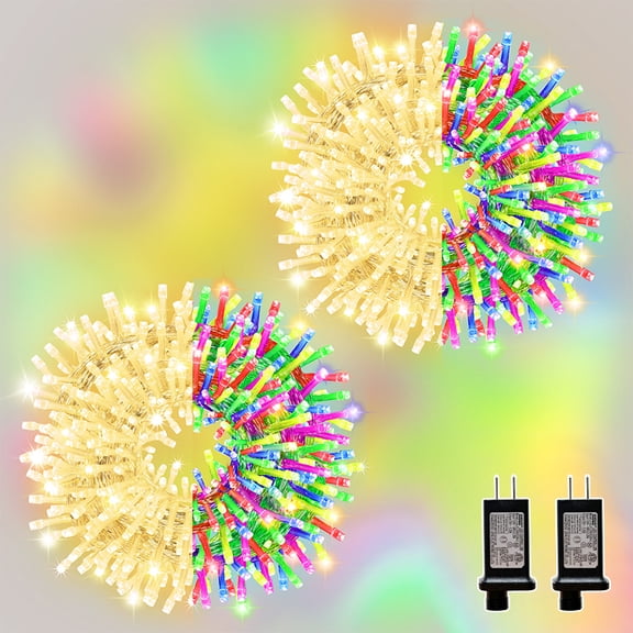 2 Pack 33ft Christmas Mini Lights, 100 LED Clear Wire Starry String Lights, Plug-in Fairy Lights with 11 Lighting Modes, Warm & Multi-Color, for Christmas, Christmas Tree, Wedding & Party Decoration
