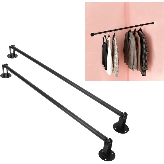 2 Pack 34 Inch Corner Garment Rod, Wardrobe Assistant Corner Angle Adjustable Wall Mounted Clothes Rack for Organizing and Displaying Everyday Attire or Seasonal Clothing