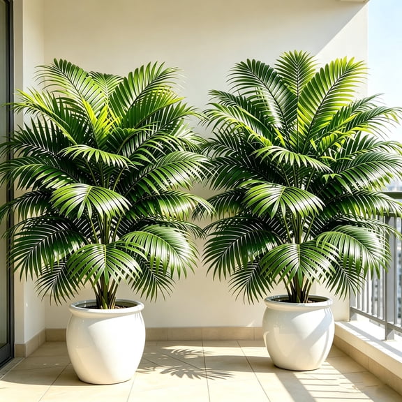 2 Pack 35.4in Artificial Palm Tree, 90cm Fake Areca Palm Plant for Indoor Outdoor Home Decor