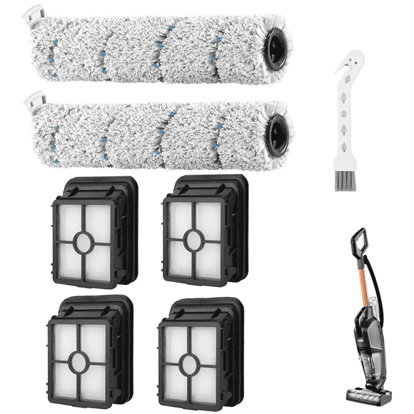 2 Pack 3513 Brush Roller & 4 Pack Filter Replacement for Bissell CrossWave Cordless Max 2554 2554A 2590 2593 2596 2597, HydroSteam Plus 35151 3515 3513 3518 B0440 Vacuums, Part 1618638 1608684