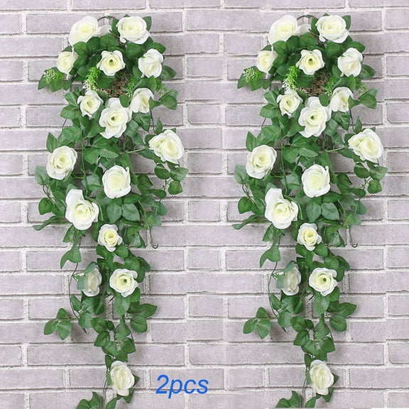 2 Pack 36-Inch Artificial Rose Garland, Fake Flower Vine, Wedding Decoration, Party Decoration, Home Decor, Garden Garland, Door Archway Floral Arrangement, Indoor Outdoor Roses