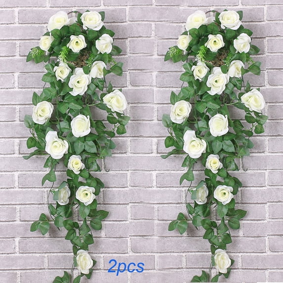 2 Pack 36-Inch Artificial Rose Garland, Fake Rose Floral Hanging Garland for Wedding, Home, Party, and Event Decoration, Vibrant Faux Roses for Floral Arrangements