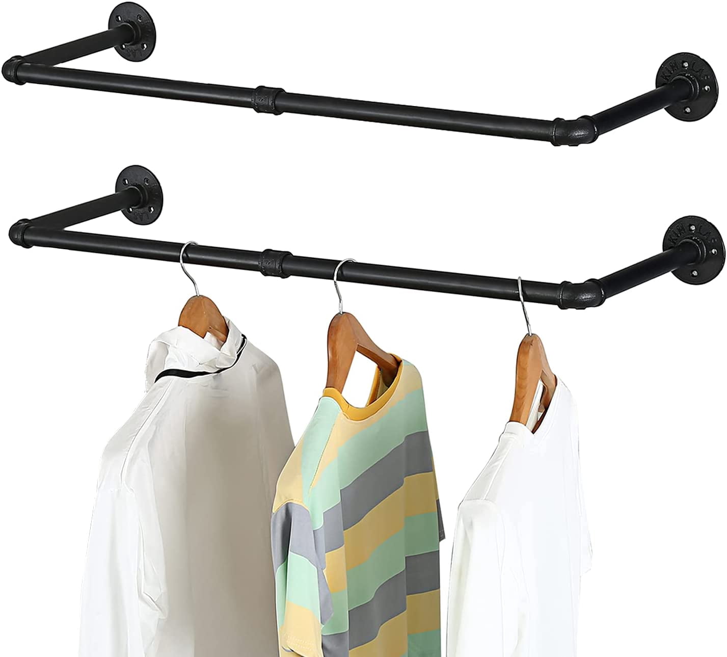 2 Pack 36 Inch Industrial Pipe Clothes Rack Wall Mount Black - Walmart.com