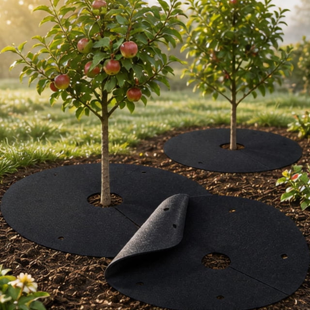 2-Pack 36 Inch Tree Weed Barrier Rings, Heavy Duty Black Non-Woven ...