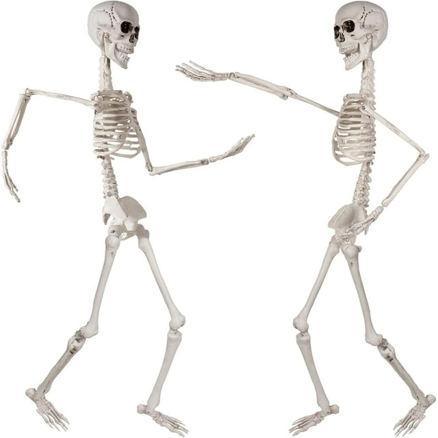 2 Pack 36" Skeleton Halloween Decorations, Posable Skeleton Decor with