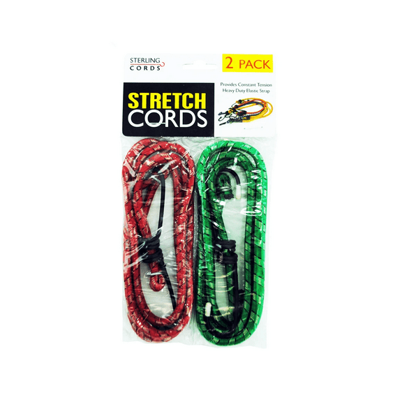 2 Pack 36 in Stretch Cords, Heavy Duty Elastic Cords with Plastic Covered Metal Hooks in Red, Green, Perfect for Secure Fastening, Transporting, Organizing Storage, Bundling Equipment, Red, Green