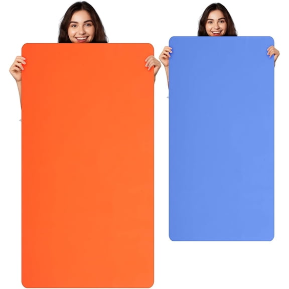 2 Pack 36 x 24 Inch Extra Large Silicone Craft Mat Heat Resistant Table Protector Jewelry Casting Mat for Painting Clay Baking Kitchen, Blue & Orange