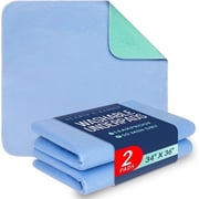 2 Pack 36  x 34  Extra Heavy Absorbency Washable Underpads, Waterproof Nursing Pads Incontinence Bed Pads, Reusable Washable Pee Pads for Dogs, Diaper Changing & Adults, Mattress Protector