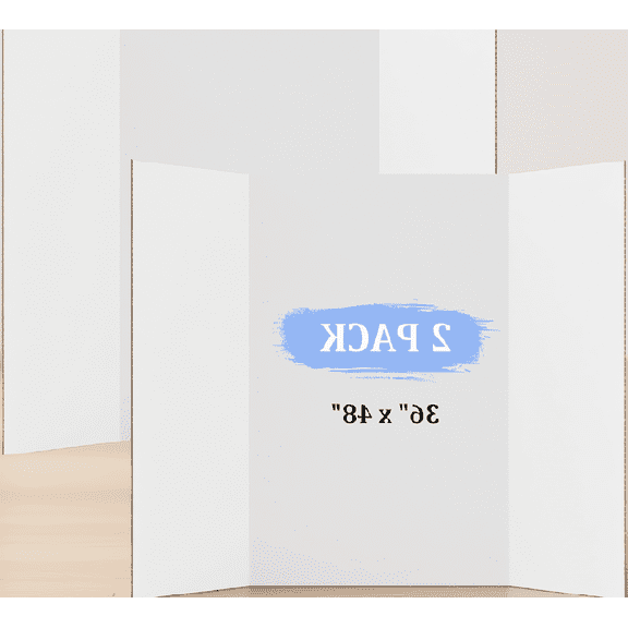 2 Pack 36 x 48 Inch Tri-Fold Poster Board, White Corrugated Cardboard Display Board for Science Fair, and Office Projects