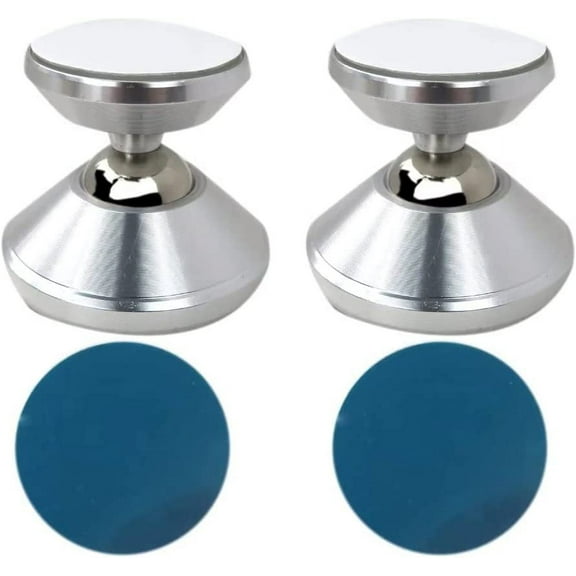 2-Pack 360 Degree Magnetic Car Mount Dashboard Holder for Cell Phone Universal Metal and Soft Rubber Strong 3M Adhesive (Silver)
