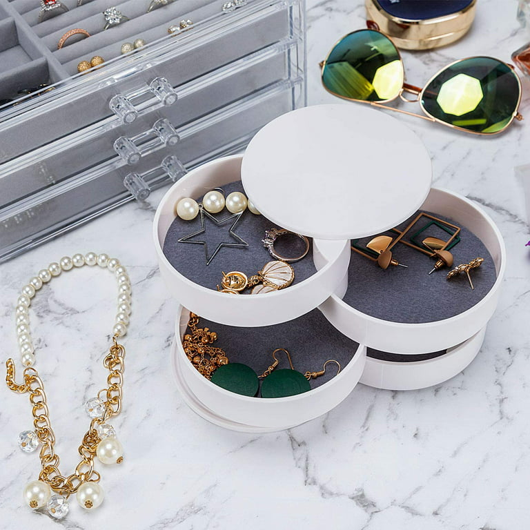 360 Degree Rotating Jewelry Storage Box Earrings Display Stand
