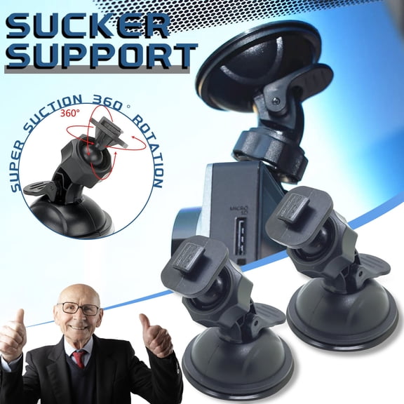 2 Pack 360° Rotating T-Shaped Dash Cam Suction Cup Mount, Universal Bracket