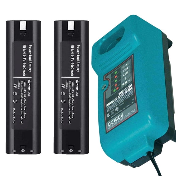 2 Pack 3600mAh 9000 Replacement for makita 9.6v Battery and Charger Ni-Mh 9033 193890-9 192696-2 632007-4 6096D 6093D DA391D 6095D 5090D