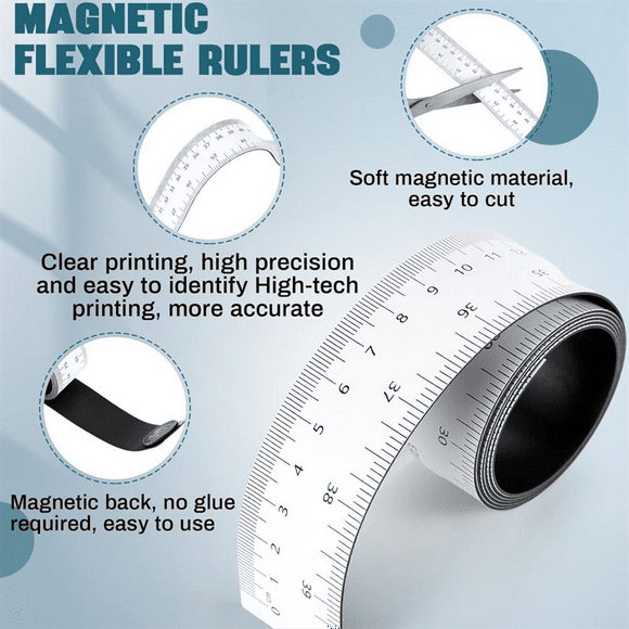 2 Pack 39.37 Inch Magnetic Measuring Tape Centimeters Magnetic Flexible Rulers Magnetic Tape Measure,Suitable for Lathes