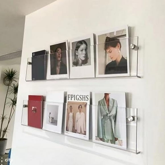 2 Pack- 39.3in Acrylic magazine Holder wall mounted， Clear Brochure Holder Magazine Rack， Record holder, Hanging Bookshelf Literature Storage shelf for Office,Church,home Display ( Size : 100cm )