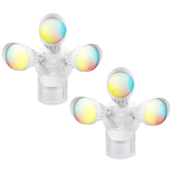 2 Pack 3CCT LED Motion Sensor Security Light, Dusk to Dawn Outdoor Flood Light, 35W, 3000K/4000K/5000K Selectable, White