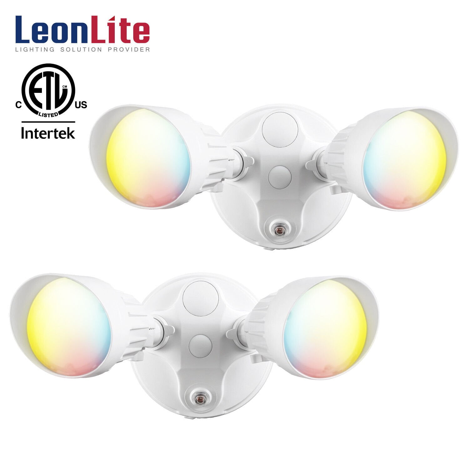 2 Pack 3CCT LED Security Light, Dusk to Dawn LED Flood Light with Photocell, 3000K/4000K/5000K Selectable, White