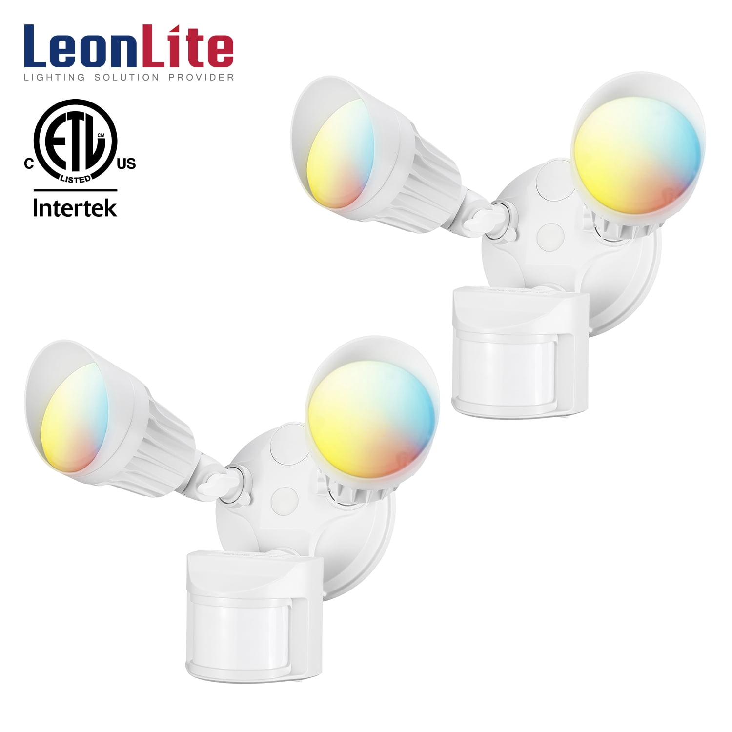 2 Pack 3CCT LED Security Light, Motion Sensor Flood Lights, 3000K/4000K/5000K Selectable, White