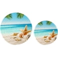 thumbnail image 1 of 2 Pack 3D Beautiful Tropical Summer Beach Starfish Shell Cotton Woven Pot Holders Trivets Set, 7 inch and 9 inch Diameter,Heat Resistant Pad Mat for Kitchen Decor Cooking Supplies, 1 of 5
