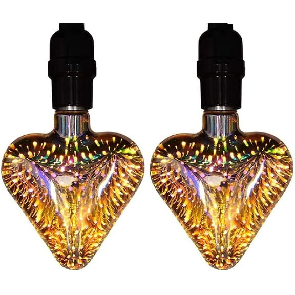 2 Pack 3D Firework Bulb Firework Light Bulb E27 AC 85-220V 4W Retro Edison Bulb Starry Light Bulb for Party Home Christmas