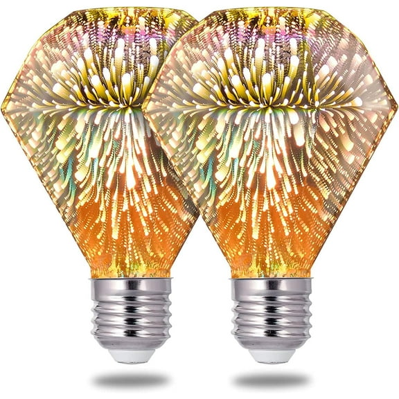 2 Pack 3D Firework Bulb Firework Light Bulb E27 AC 85-220V 4W Retro Edison Bulb Starry Light Bulb for Party Home Christmas
