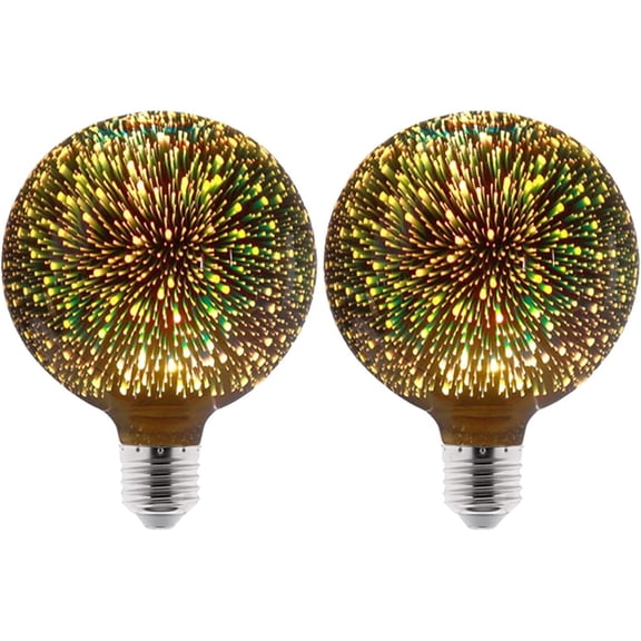2 Pack 3D Firework Bulb Firework Light Bulb E27 AC 85-220V 4W Retro Edison Bulb Starry Light Bulb for Party Home Christmas