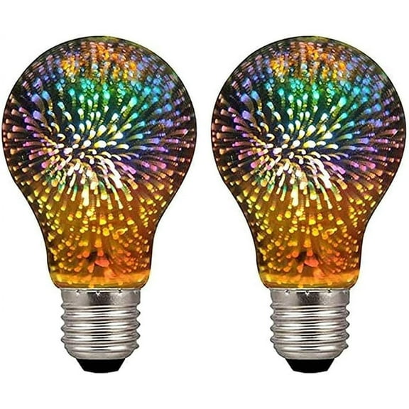 2 Pack 3D Firework Bulb Firework Light Bulb E27 AC 85-220V 4W Retro Edison Bulb Starry Light Bulb for Party Home Christmas