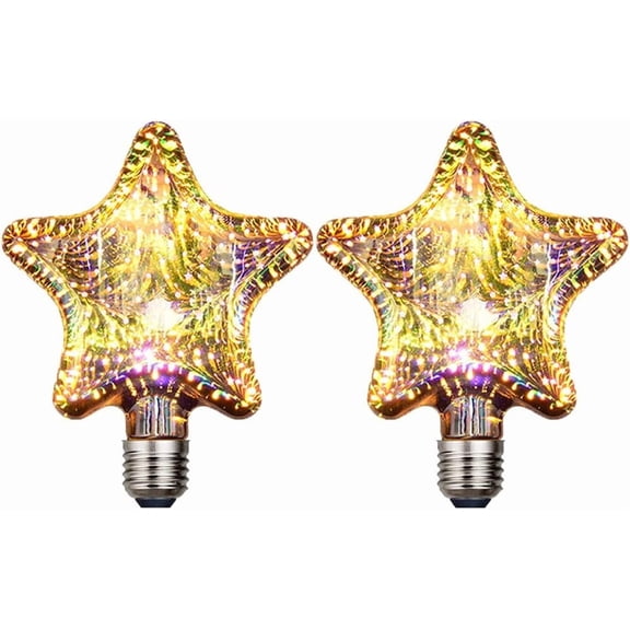 2 Pack 3D Firework Bulb Firework Light Bulb E27 AC 85-220V 4W Retro Edison Bulb Starry Light Bulb for Party Home Christmas