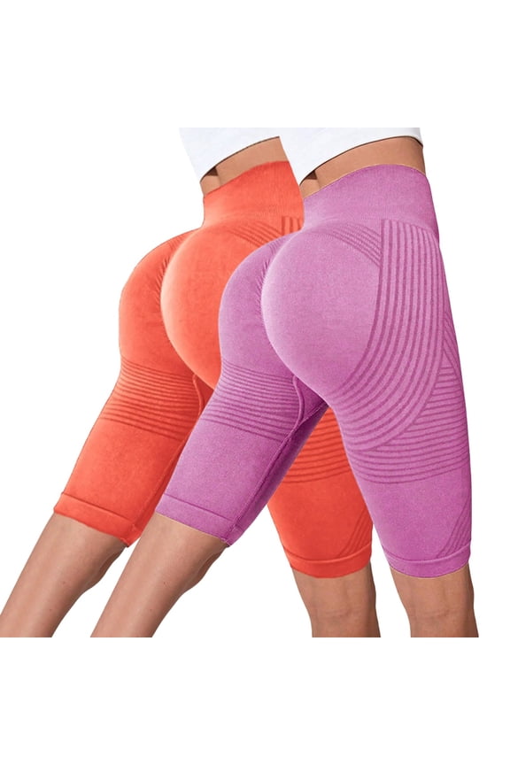 2 Pack 3D Leggings Cellulite Compression Anti Cellulite Shorts Butt Lifting Tummy Control Gym Yoga Pants with Pockets