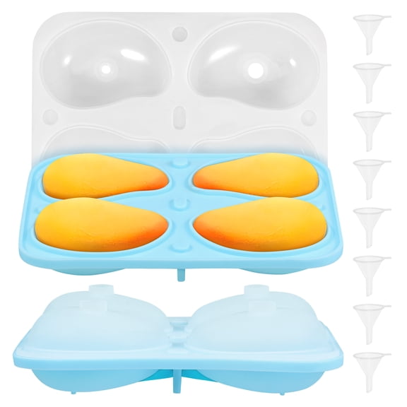 2 Pack 3D Mango Shape Cake Mold for Pudding Mango Silicone Molds for Baking Pastry Ice Cream Mousse Cake Decoration Mold Supplies with 8 Funnels