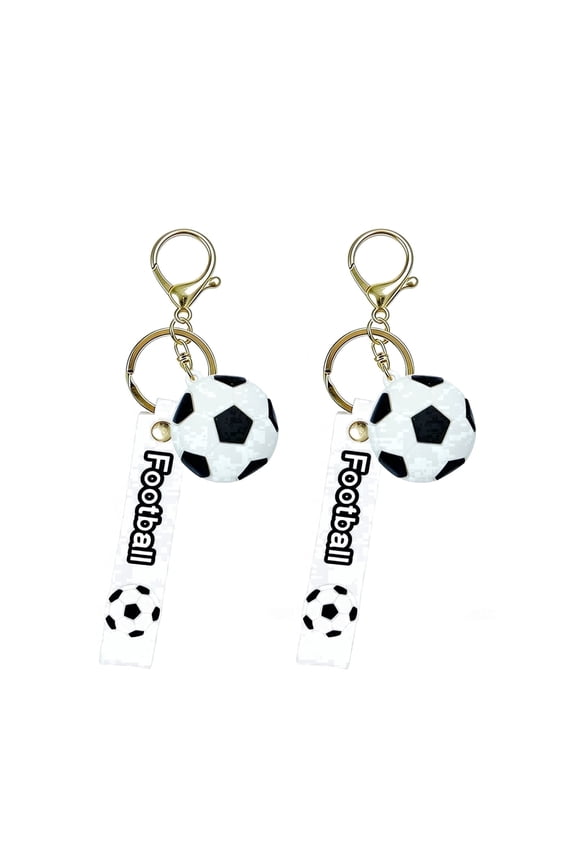 2 Pack 3D Mini Soccer Ball Keychain, Football Key Ring for Backpack, Sports Fan Accessory for Men Women, World Cup Premier League MLS Souvenir