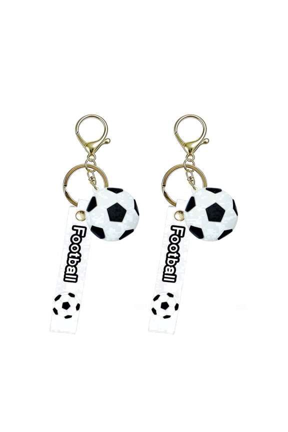 2 Pack 3D Mini Soccer Ball Keychain, Football Key Ring for Backpack, Sports Fan Accessory for Men Women, World Cup Premier League MLS Souvenir